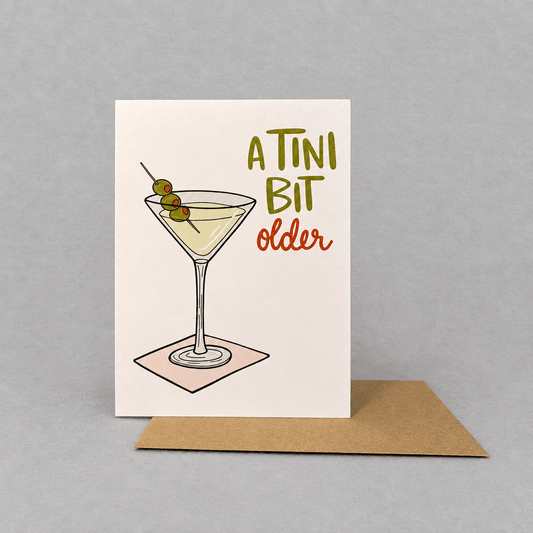 A Tini Bit Older Martini Birthday Card photo 3 on the lighter grey backdrop