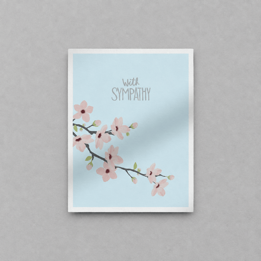 Cherry Blossom Sympathy Card photo 1 on the lighter grey backdrop