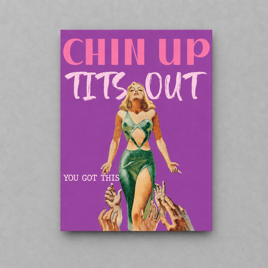 Chin Up Tits Out Card photo 1 on the lighter grey backdrop
