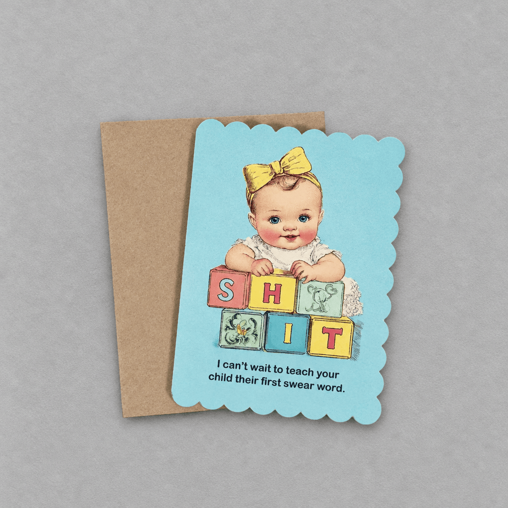 First Swear Word Baby Card photo 1 on the lighter grey backdrop
