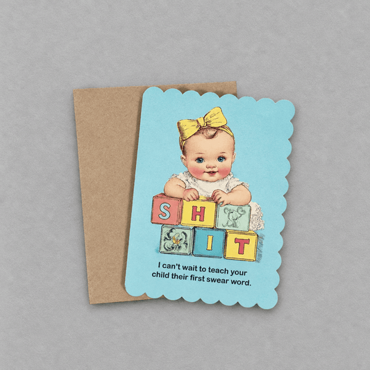 First Swear Word Baby Card photo 1 on the lighter grey backdrop