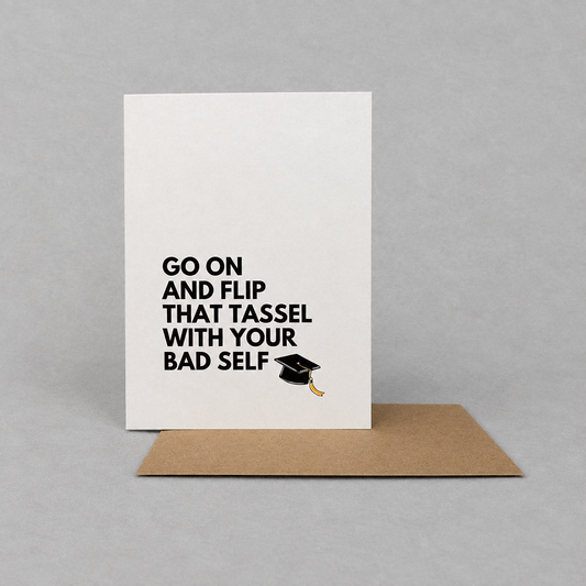 Go on and Flip That Tassel photo 4 on the lighter grey backdrop