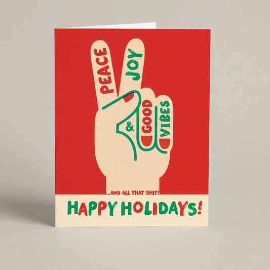 Good Vibes Holiday Card front on muted light grey
