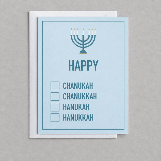 Happy Hanukkah Greeting Card photo 2 on the lighter grey backdrop
