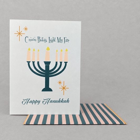 Light My Fire Hanukkah Card photo 2 on the lighter grey backdrop