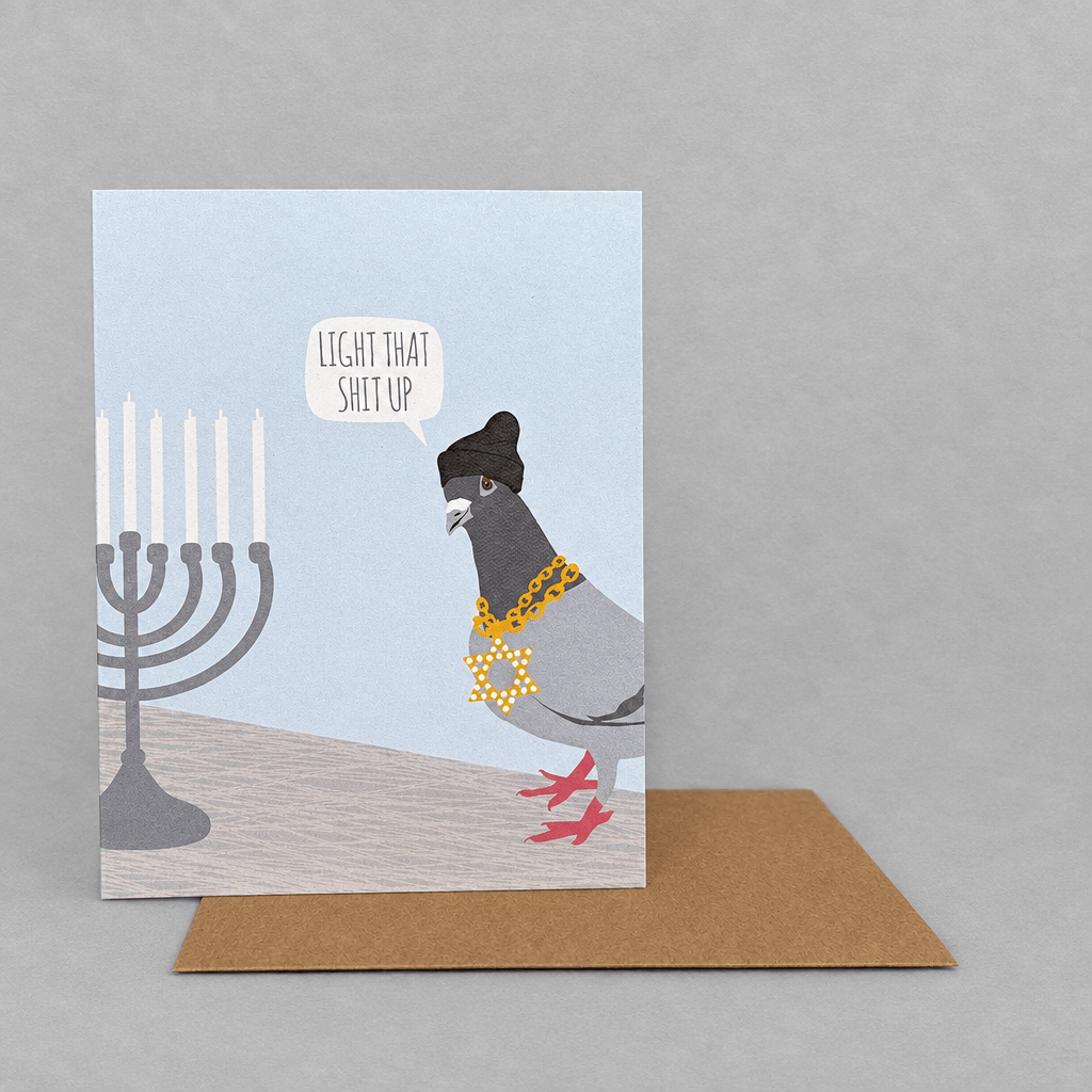 Light That Up Hanukkah Card photo 2 on the lighter grey backdrop