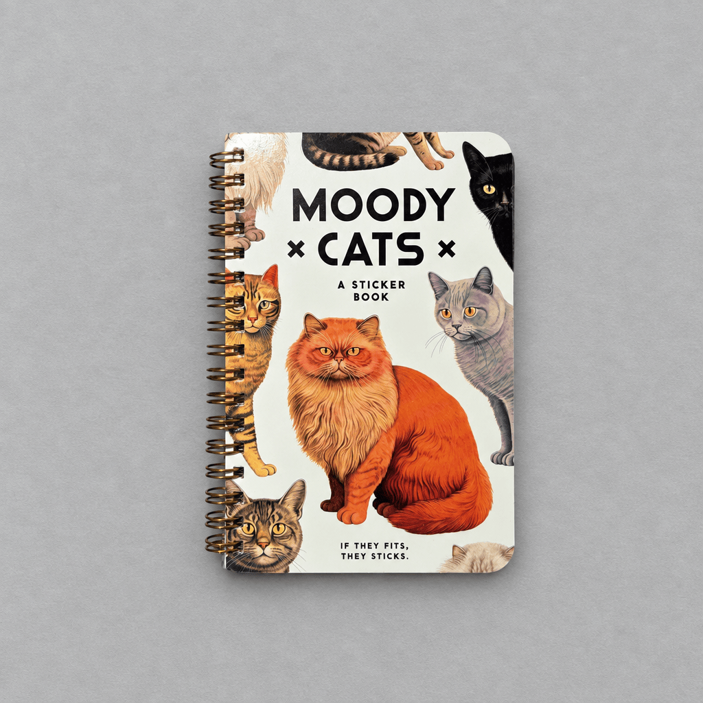 Moody Cats Sticker Book photo 2 on the lighter grey backdrop