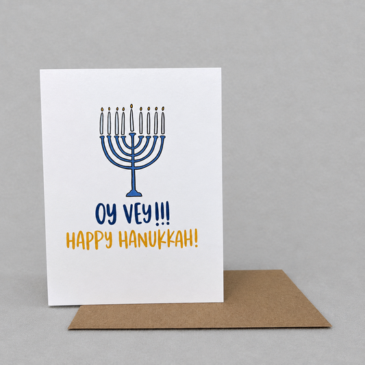 Oy Vey Hanukkah Card photo 2 on the lighter grey backdrop
