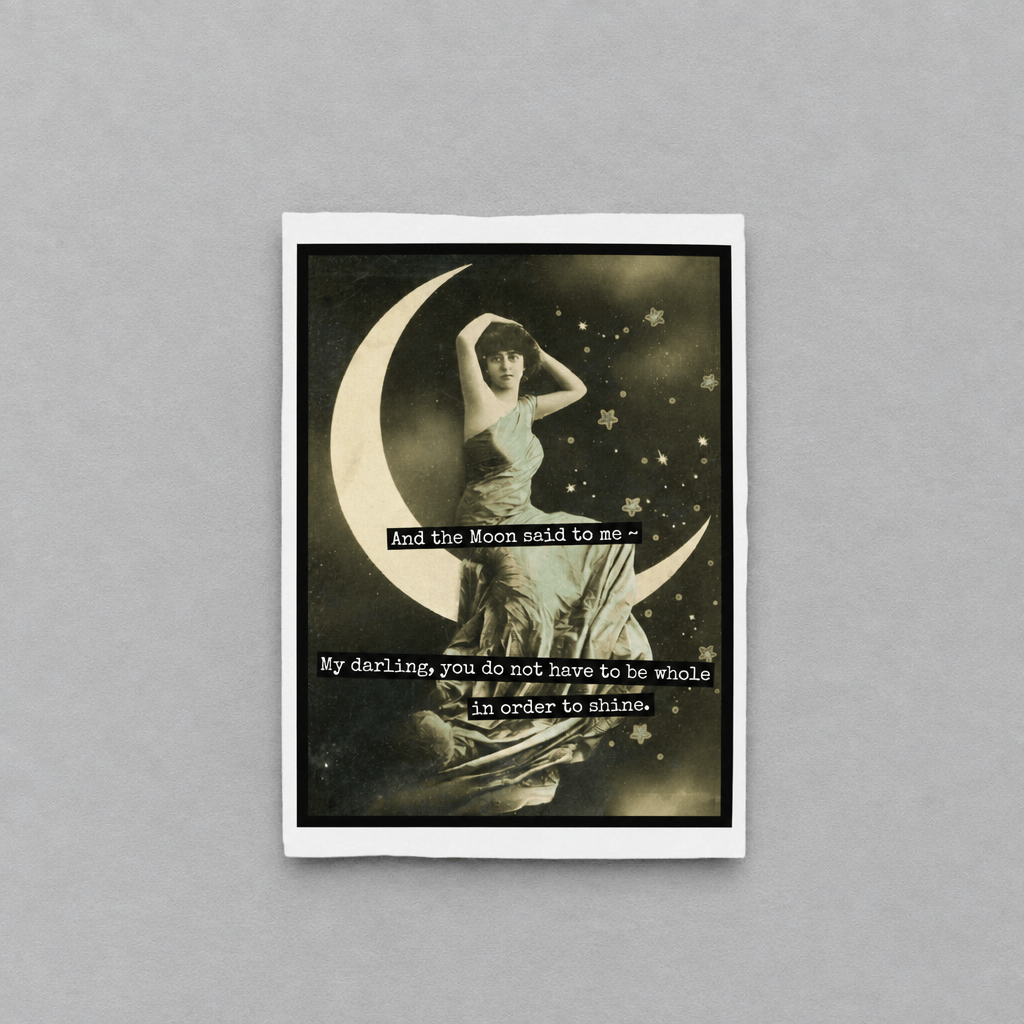 The Moon Said To Me Encouragement Card photo 2 on the lighter grey backdrop