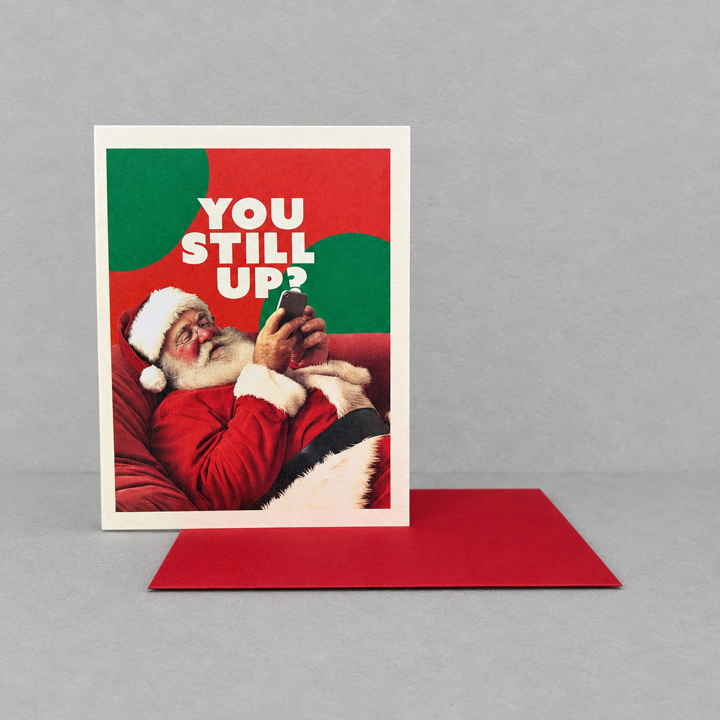 Still Up? Christmas Card photo 2 on the lighter grey backdrop