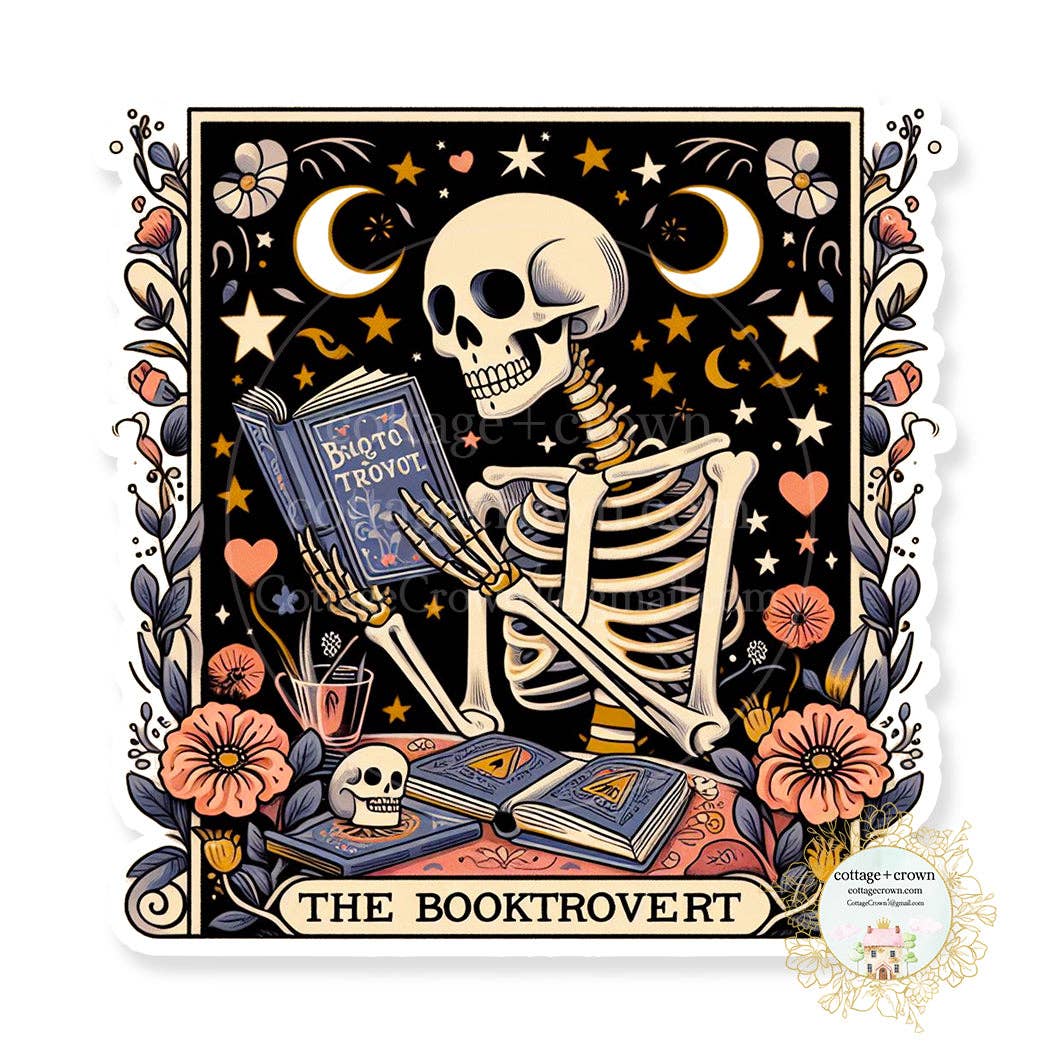 Booktrovert Skeleton Vinyl Sticker