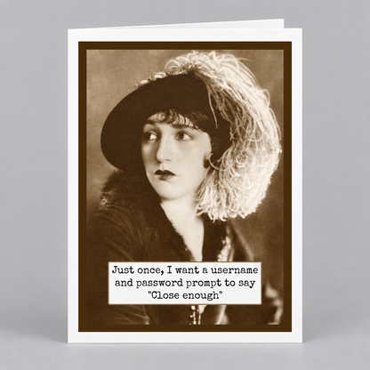 Vintage-style photo of a woman with text overlay on a textured surface