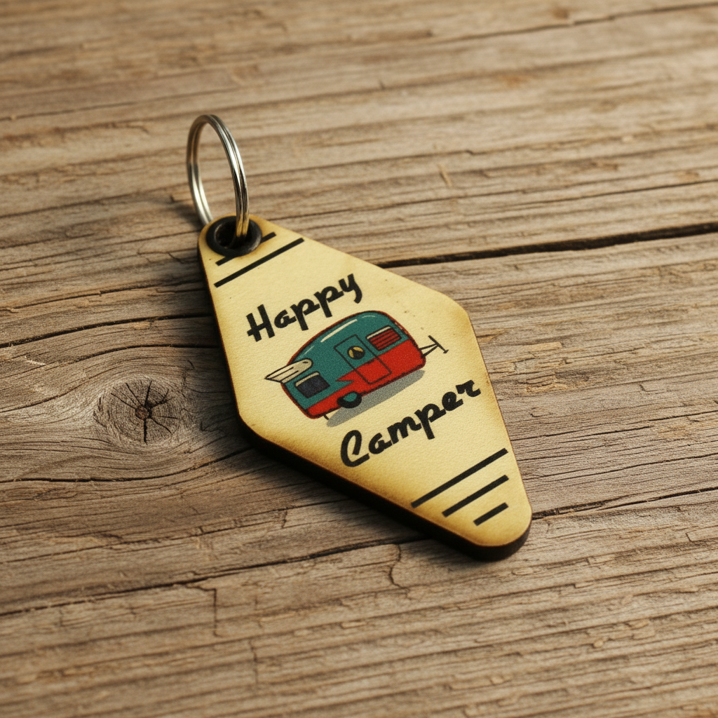 Vintage Keychains - Happy Camper