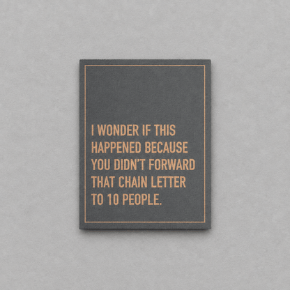 90s Chain Letter Card photo 1 on the lighter grey backdrop