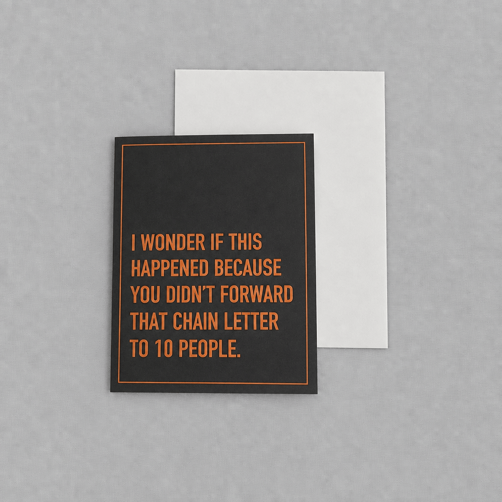 90s Chain Letter Card photo 2 on the lighter grey backdrop