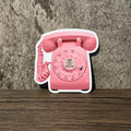 Retro Pink Rotary Phone Vinyl Sticker