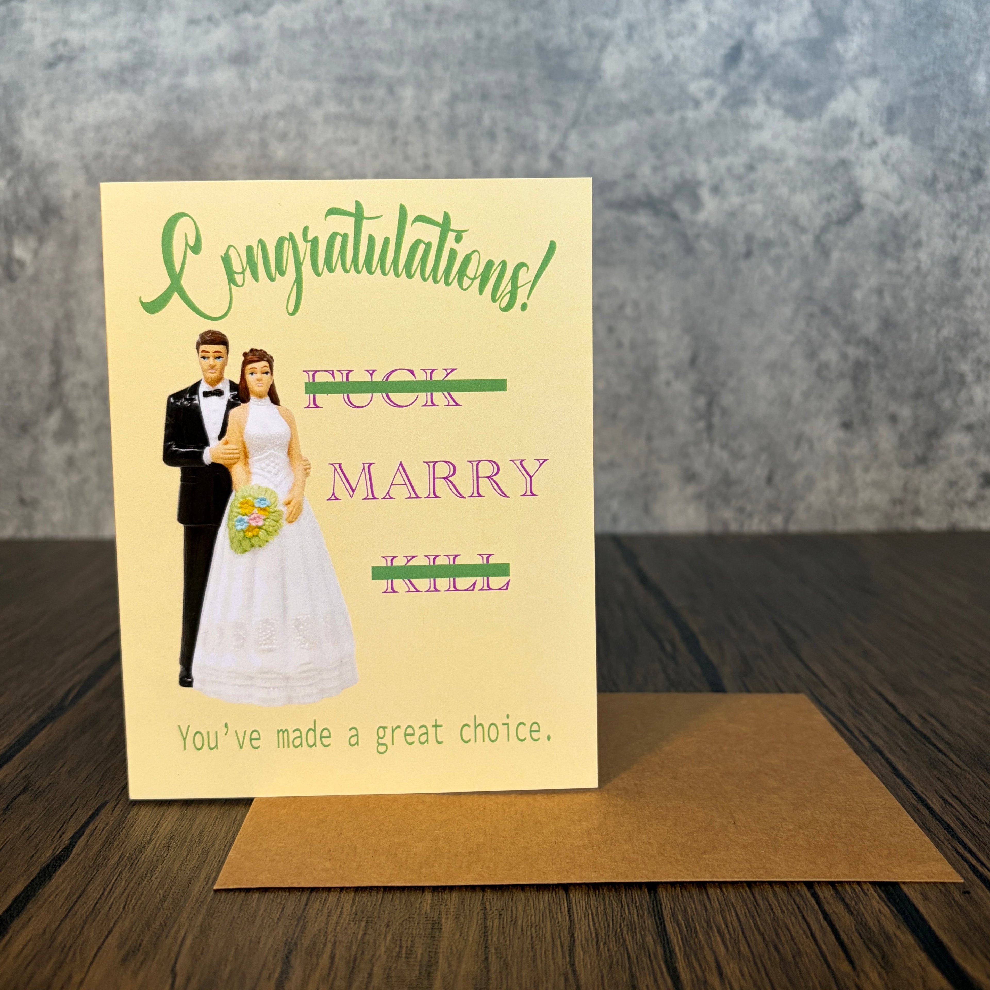 Fuck Marry Kill Wedding Card