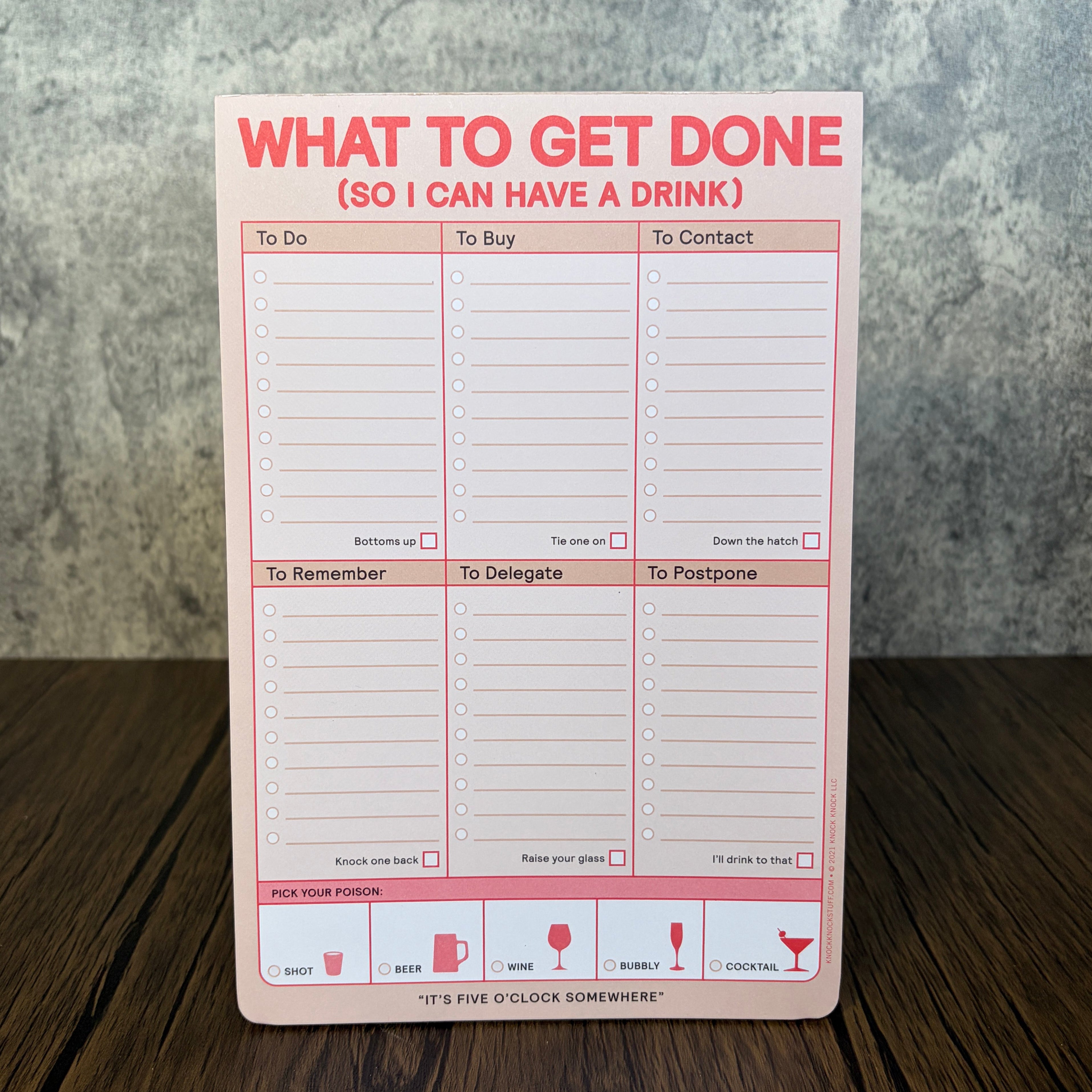 What to Get Done So I Can Have a Drink Pad (Pastel Version)