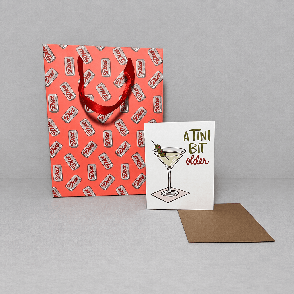 A Tini Bit Older Martini Birthday Card photo 2 on the lighter grey backdrop
