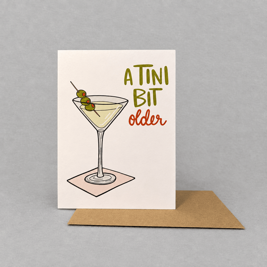 A Tini Bit Older Martini Birthday Card photo 3 on the lighter grey backdrop