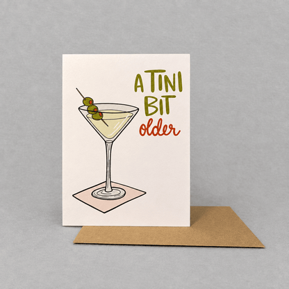 A Tini Bit Older Martini Birthday Card photo 3 on the lighter grey backdrop
