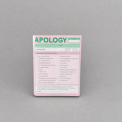 Apology Nifty Note Pad (Pastel Version), alternate view showing design details