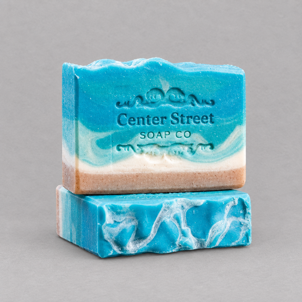 Beach Haven Handmade Bar Soap on a light grey background