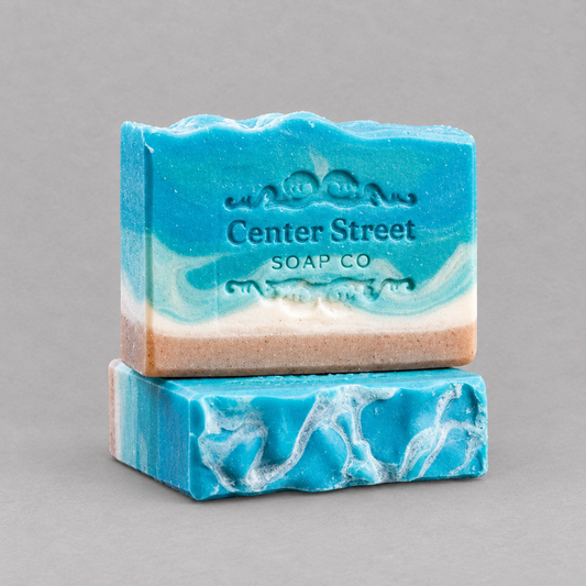 Beach Haven Handmade Bar Soap on a light grey background