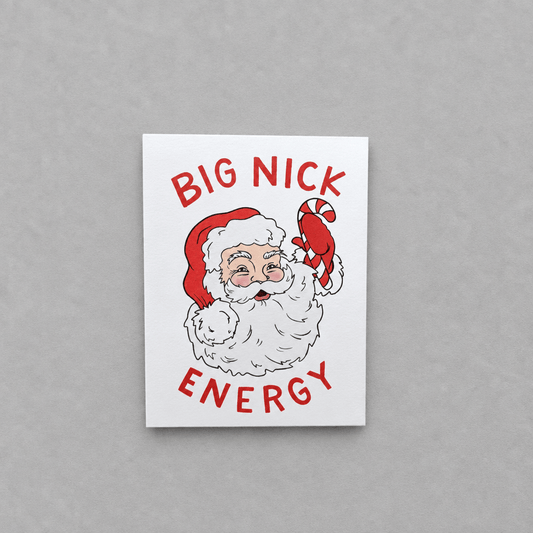 Big Nick Energy Holiday Card photo 1 on the lighter grey backdrop