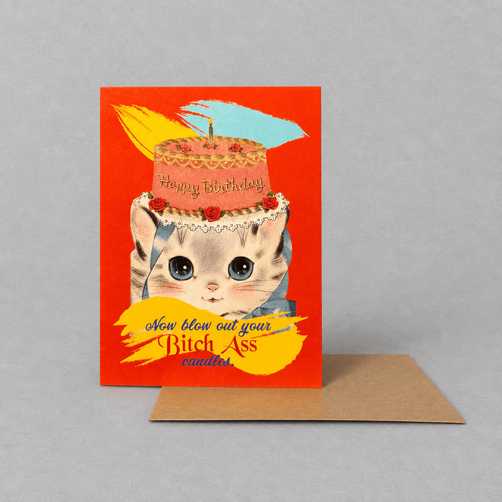 Bitch Ass Candles Birthday Card photo 3 on the lighter grey backdrop