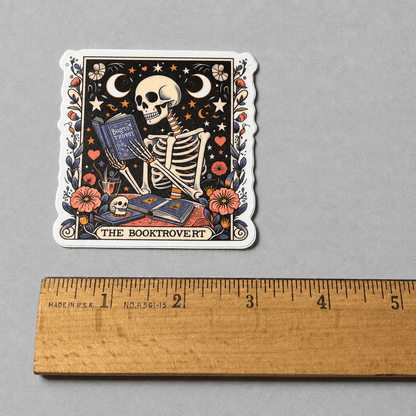 Booktrovert Skeleton Sticker photo 3 on the lighter grey backdrop