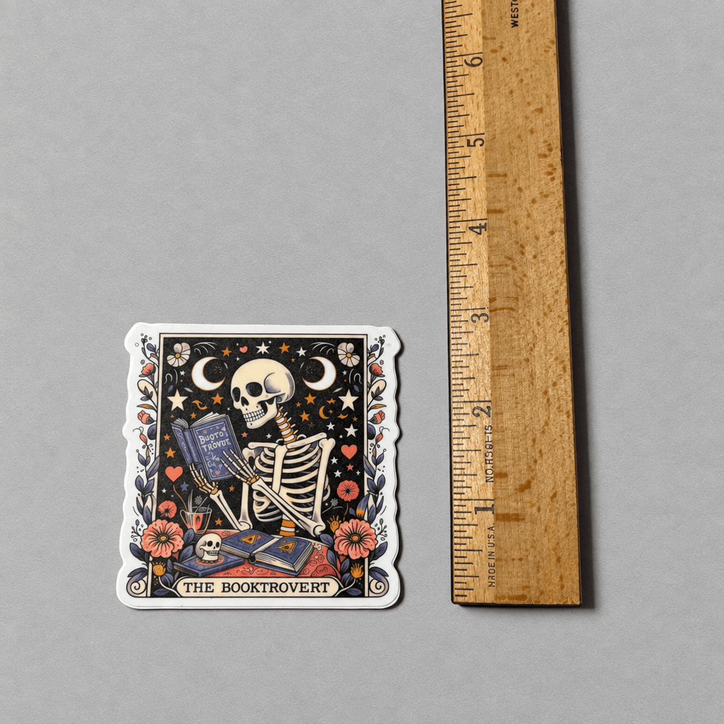 Booktrovert Skeleton Sticker photo 4 on the lighter grey backdrop
