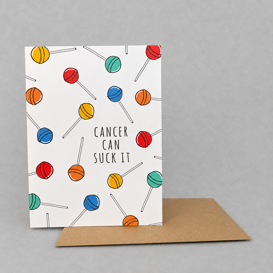 Cancer Can Suck It Get Well Cancer Card photo 2 on the lighter grey backdrop