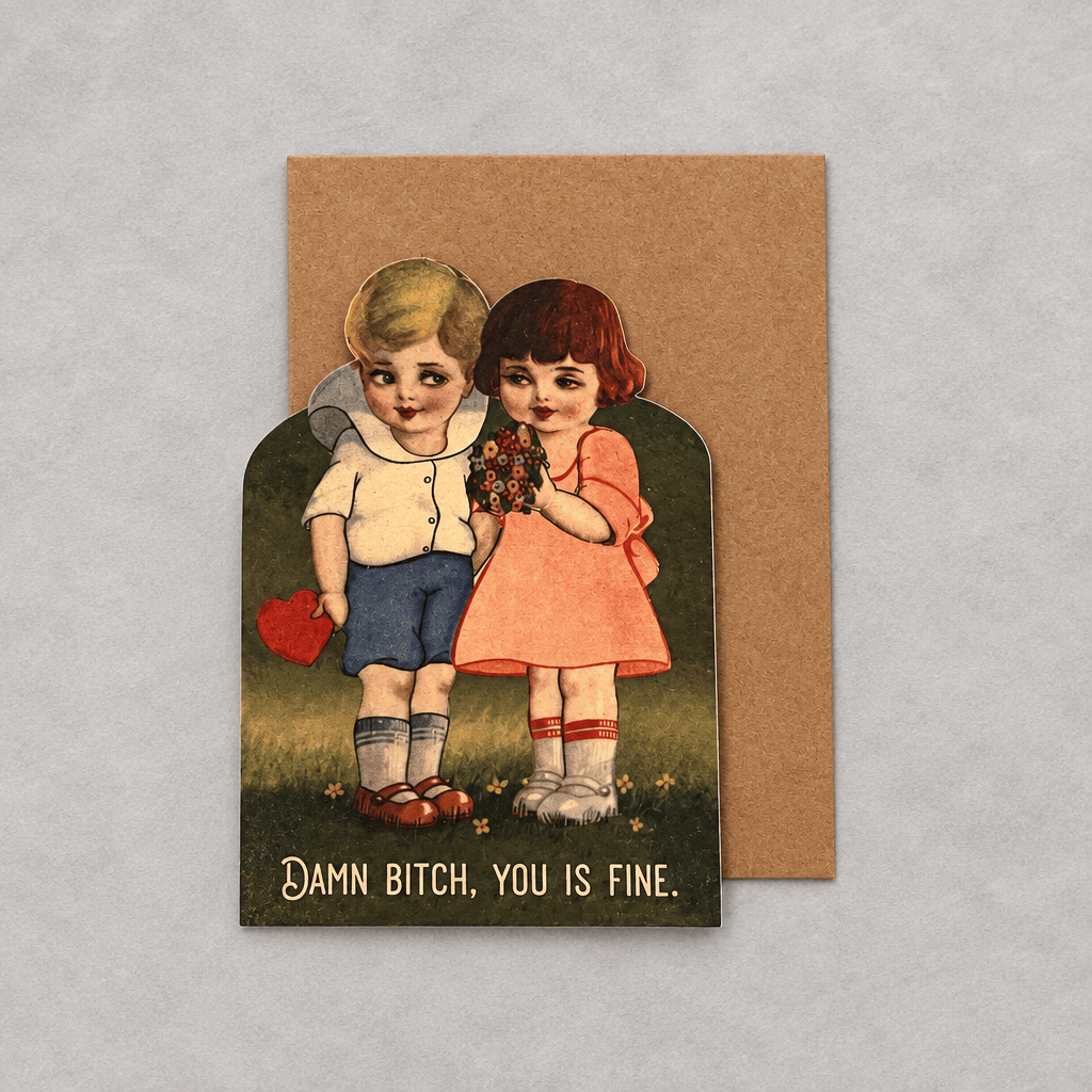 Card and envelope on muted light-grey background