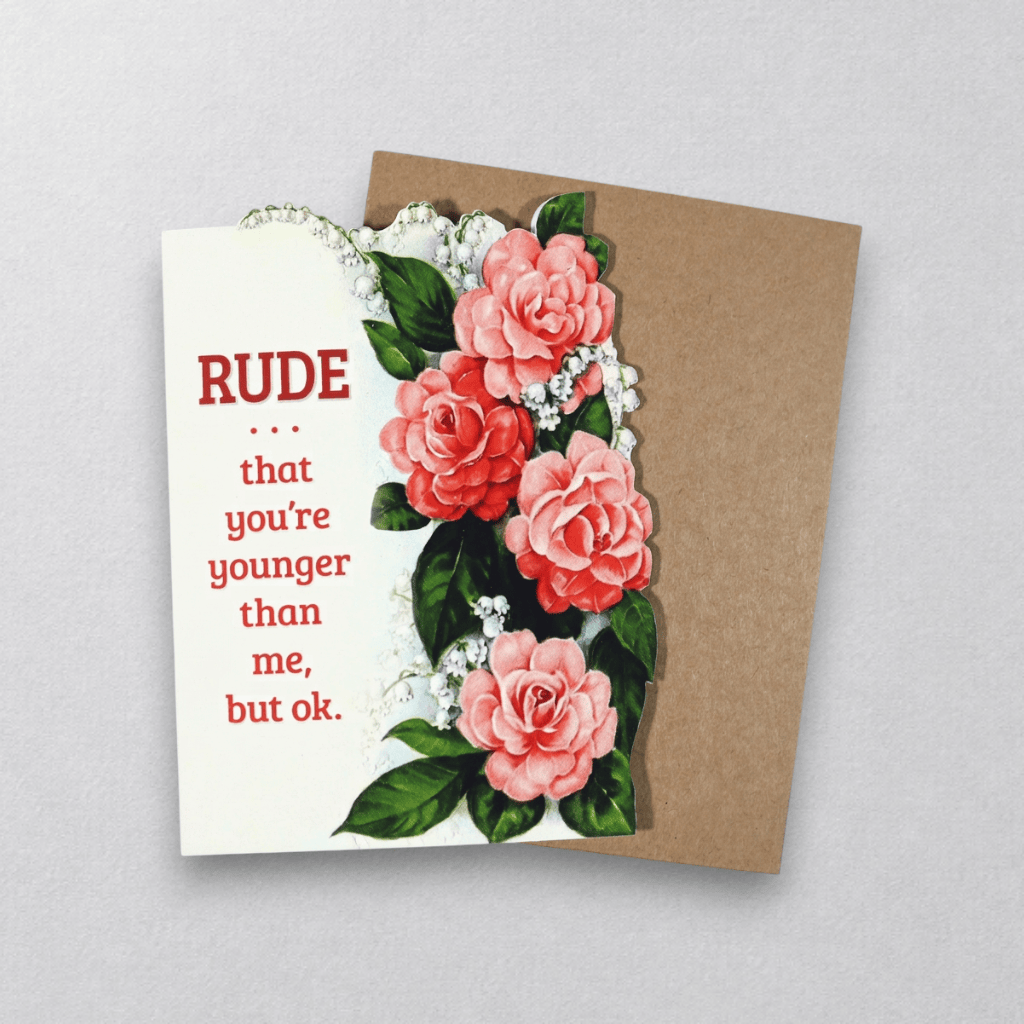 Card and envelope on muted light-grey background