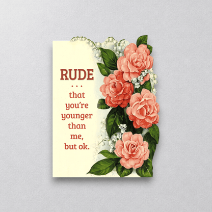 Card front on muted light-grey background