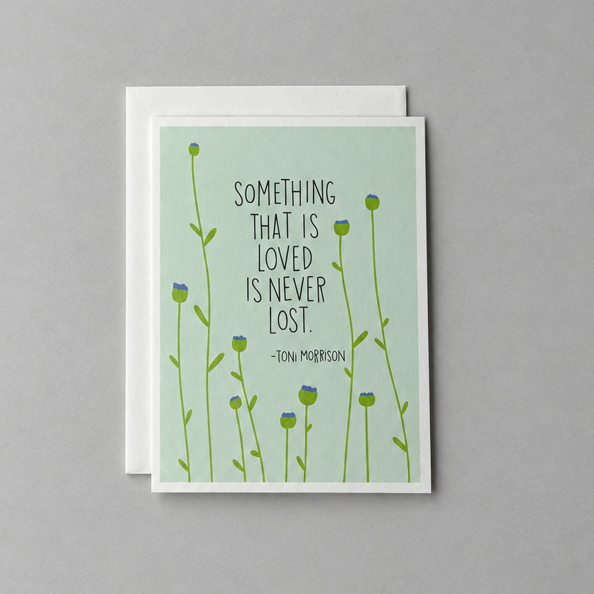 Card front on muted light grey
