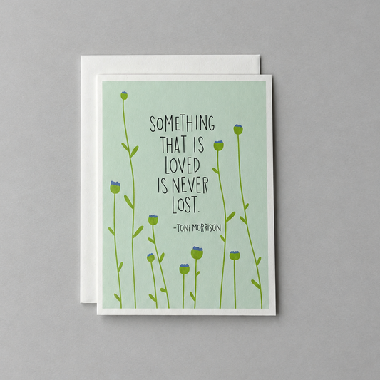 Card front on muted light grey