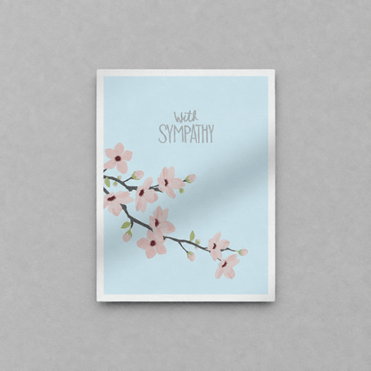 Cherry Blossom Sympathy Card photo 1 on the lighter grey backdrop