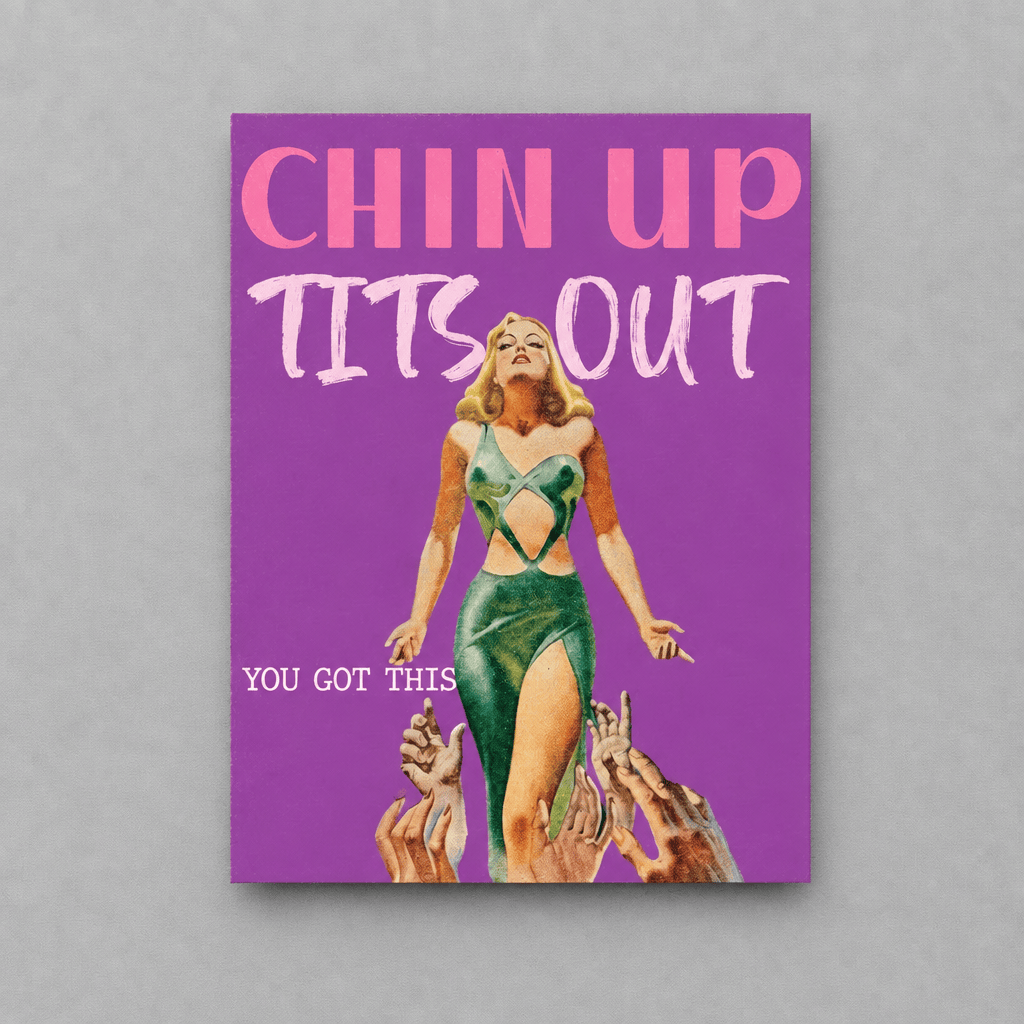 Chin Up Tits Out Card photo 1 on the lighter grey backdrop