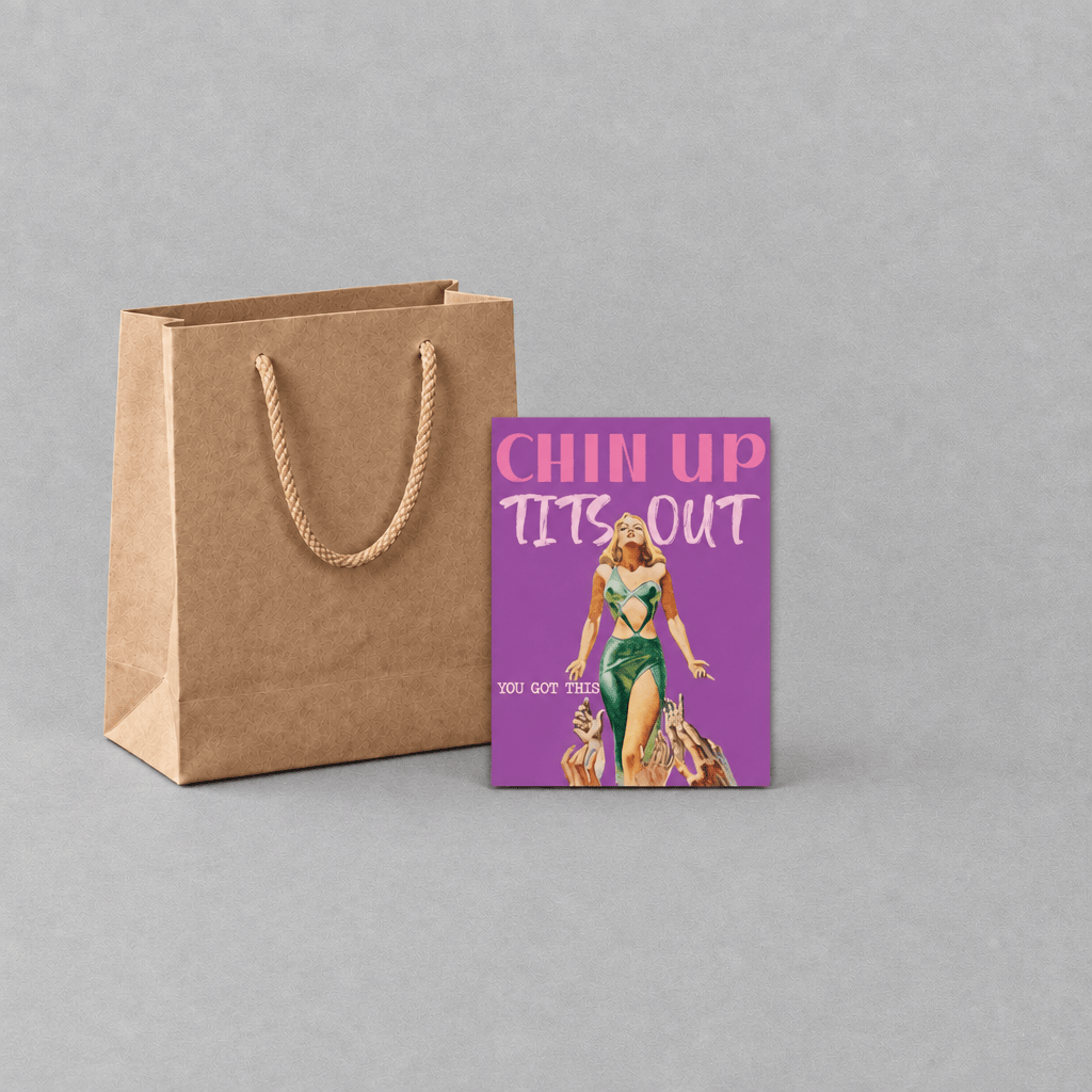 Chin Up Tits Out Card photo 5 on the lighter grey backdrop