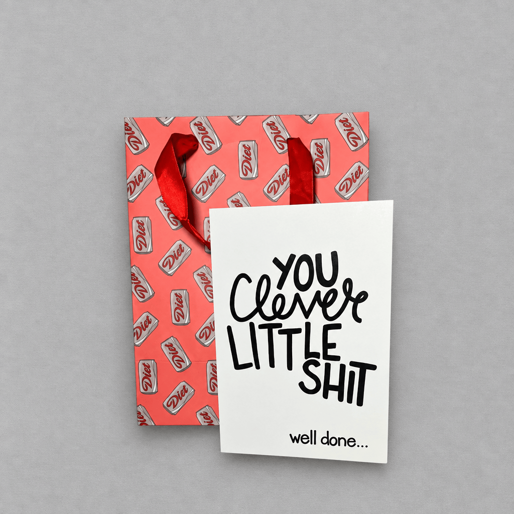 Clever Little Shit Congratulations Card photo 3 on the lighter grey backdrop