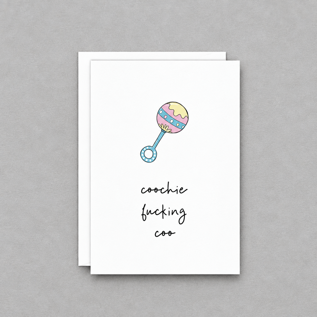 Coochie Coo Baby Card photo 1 on the lighter grey backdrop