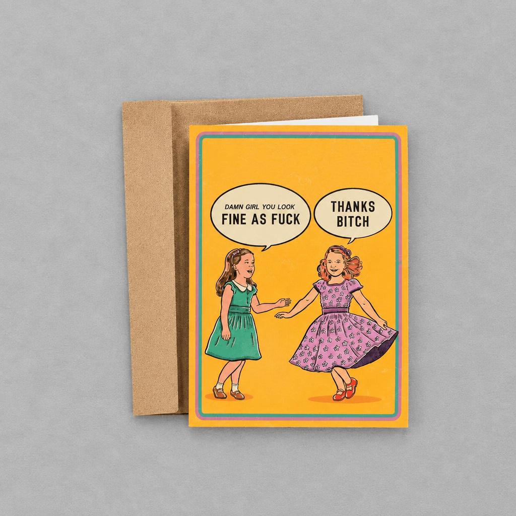 Damn Girl Greeting Card photo 1 on the lighter grey backdrop
