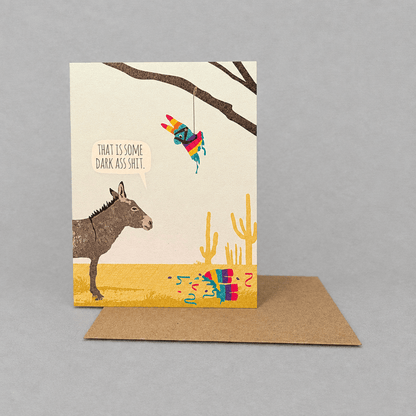Donkey Pinata Birthday Card photo 2 on the lighter grey backdrop