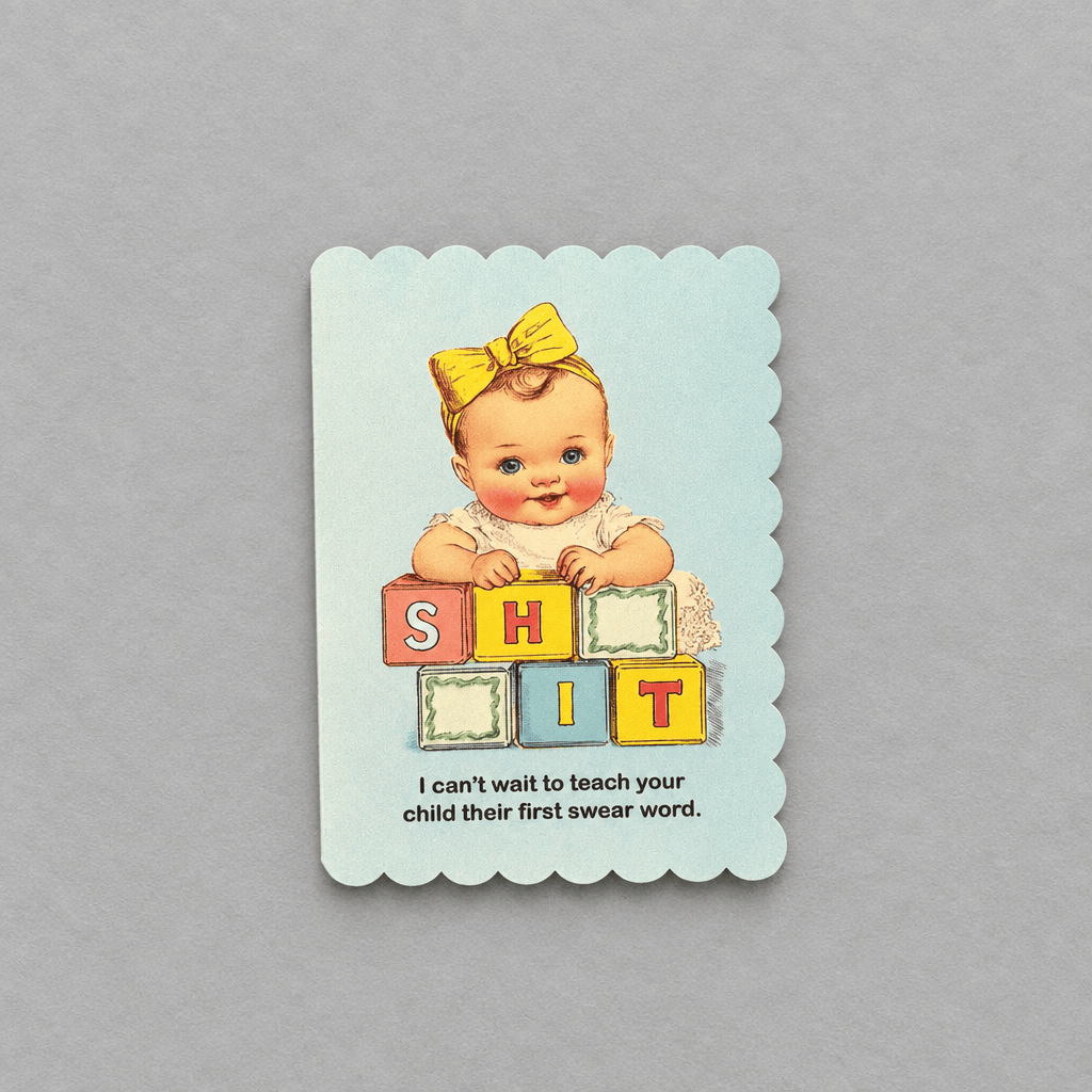 First Swear Word Baby Card photo 2 on the lighter grey backdrop