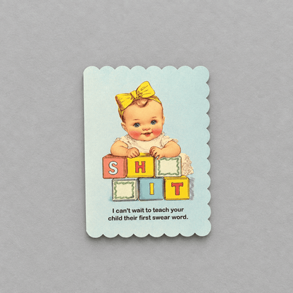 First Swear Word Baby Card photo 2 on the lighter grey backdrop