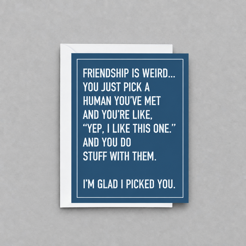 Friendship is Weird Card photo 1 on the lighter grey backdrop