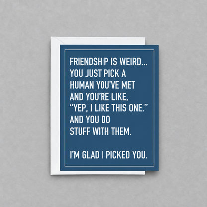 Friendship is Weird Card photo 1 on the lighter grey backdrop