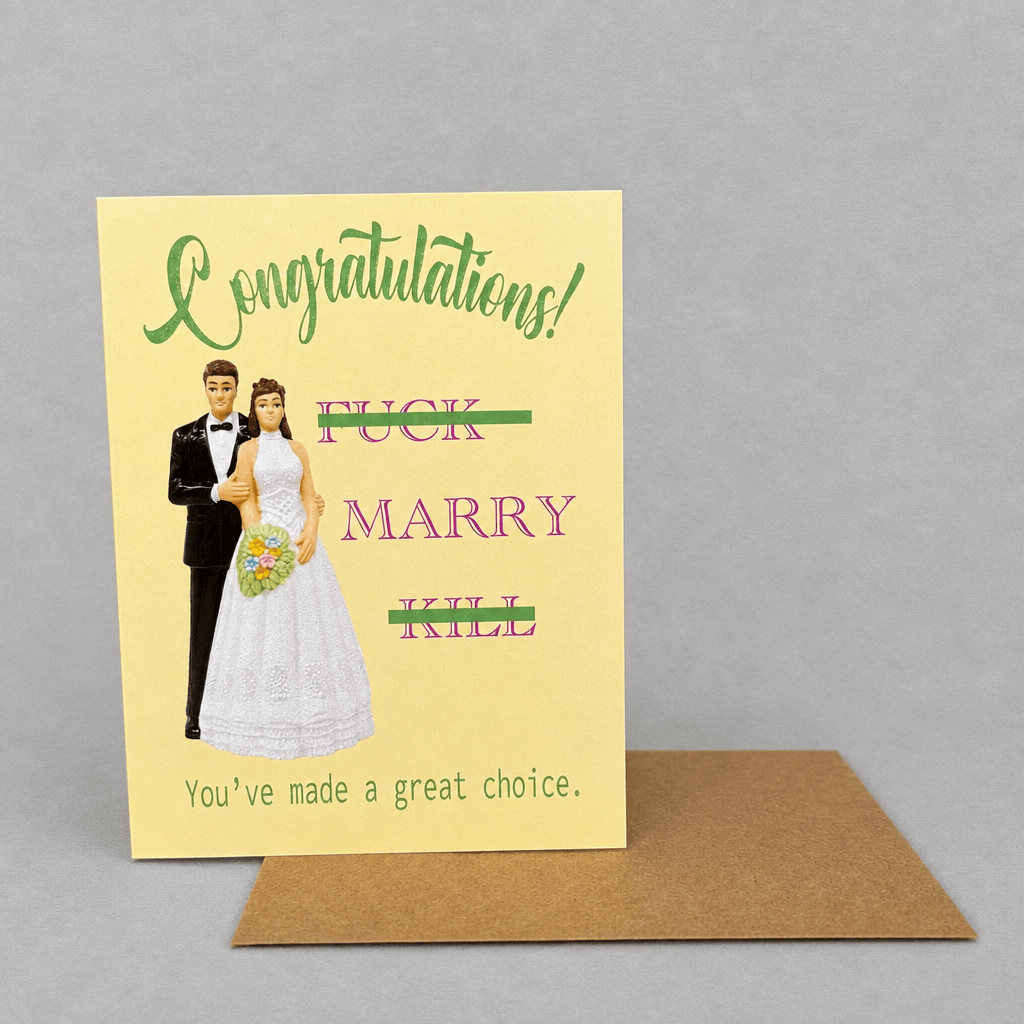 Fuck Marry Kill Wedding Card photo 2 on the lighter grey backdrop